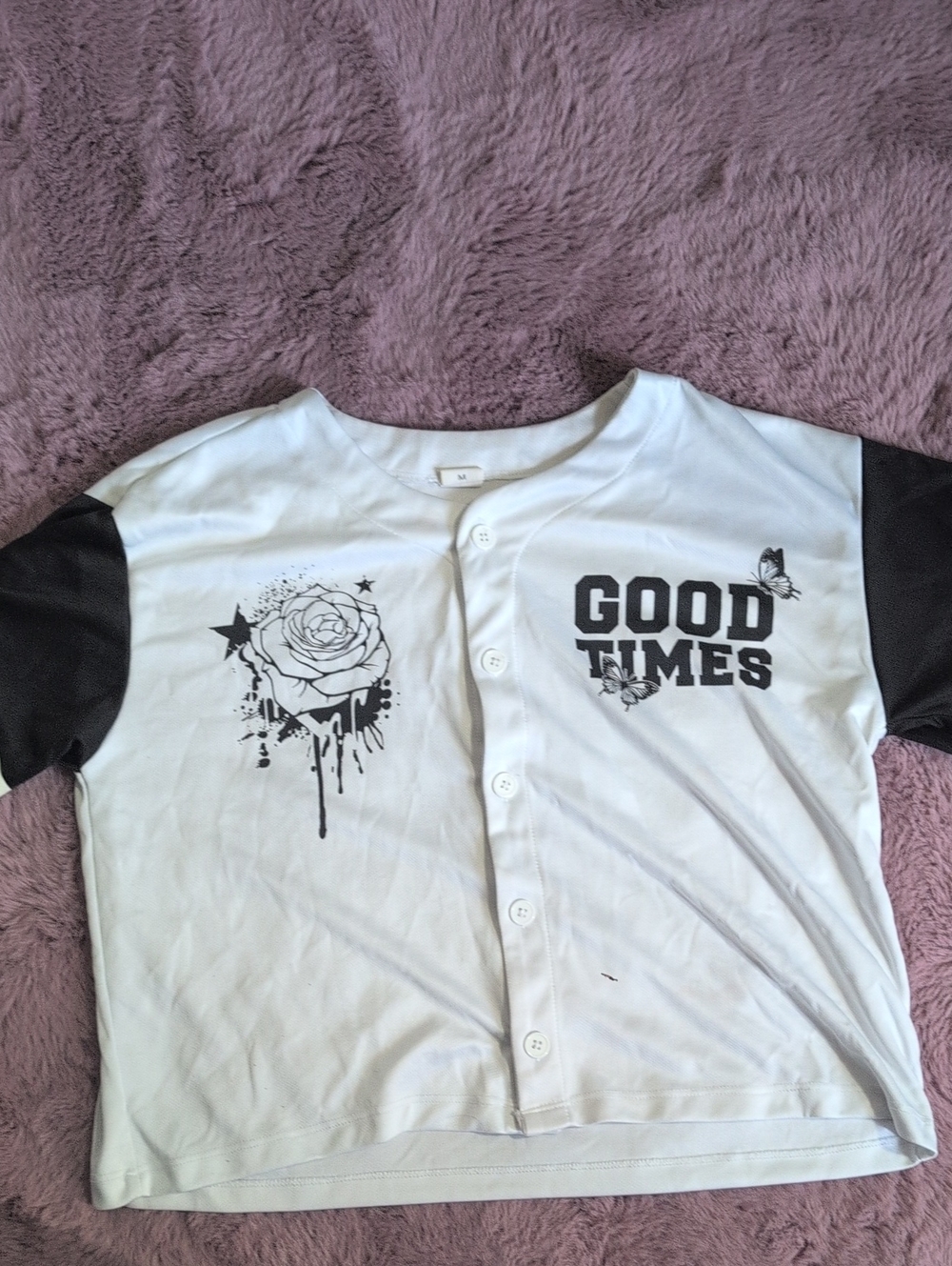 Vibe White and Black 'Good Times' Button-Front Kids Shirt
